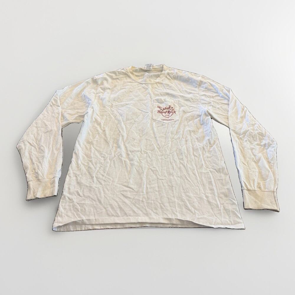Hard Rock Café X Pacsun Mens White Copenhagen Graphic Print Long Sleeve Shirt M